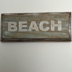 Beach  sign out of wood from Indonesia